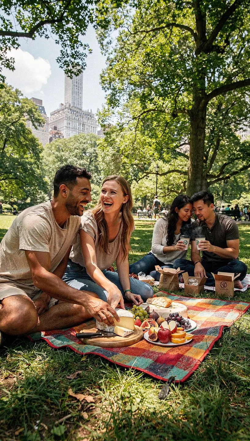 Kolorowe stragany z lokalnymi produktami spożywczymi na amerykańskim targu.